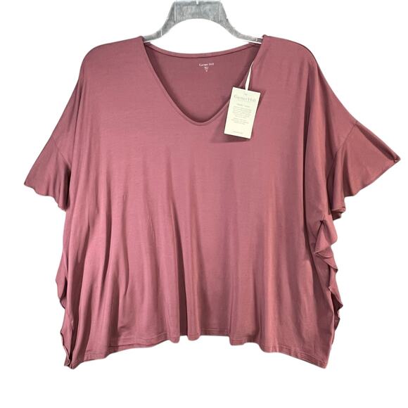 Garnet Hill Tunic Top Women M Burgundy Batwing Stretch Relaxed Feminine NEW - Picture 4 of 16